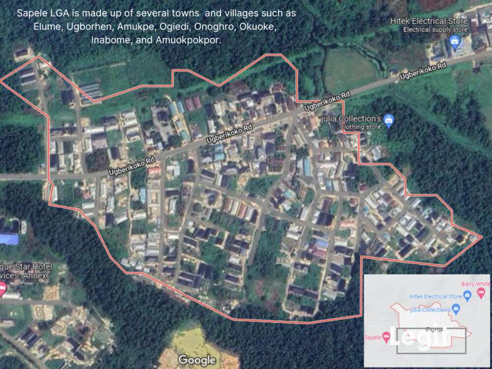 Figure 1: Satellite Imagery of Amuokpokpor-Elume Community