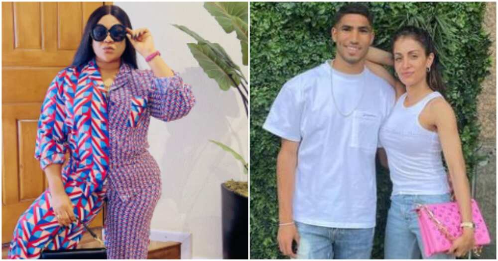 Nollywood actress Nkechi Blessing and footballer Hakimi with ex-wife