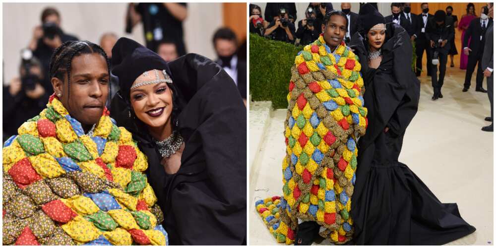 Photos of ASAP Rocky and Rihanna.