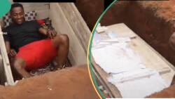 “Unbelievable”: Nigerian man takes on 24-hour challenge to be buried alive in coffin, video trends