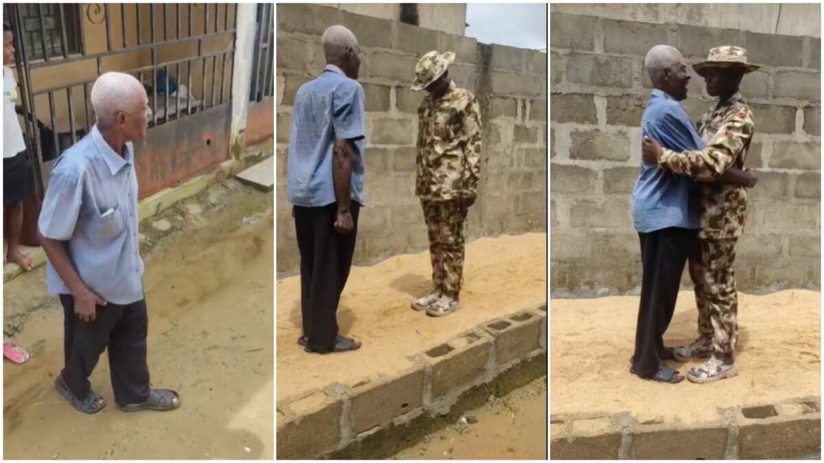 Watch the teary moment grandpa stands at attention to welcome his soldier granddaughter (video)