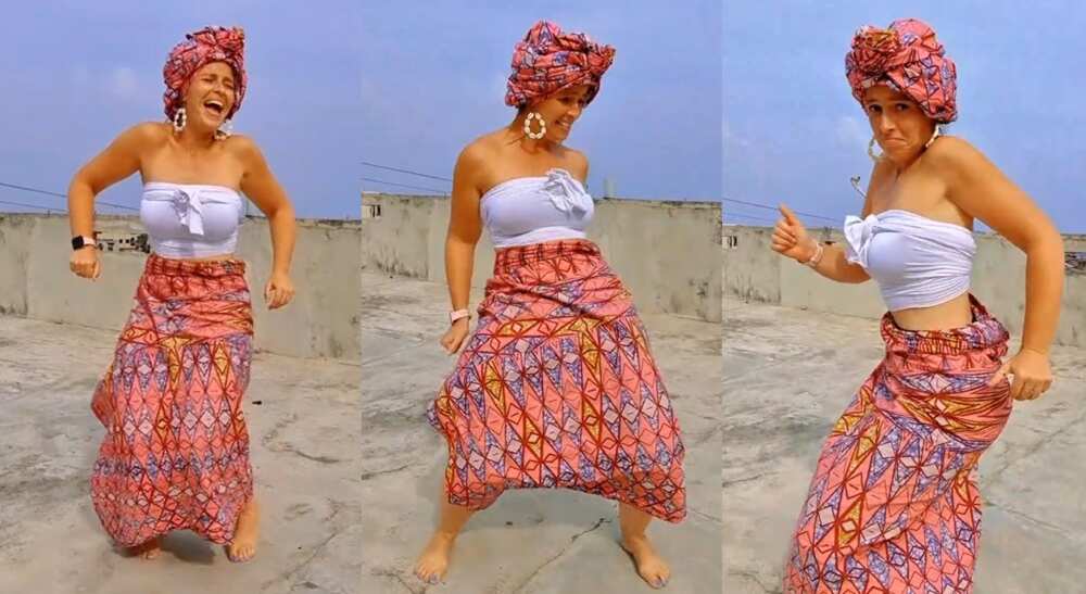 Photos of a lady dancing with her waist and entertaining people.