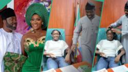 "The ojoro in this house": Mercy Johnson reacts as daughter visits dad's House of Representatives office