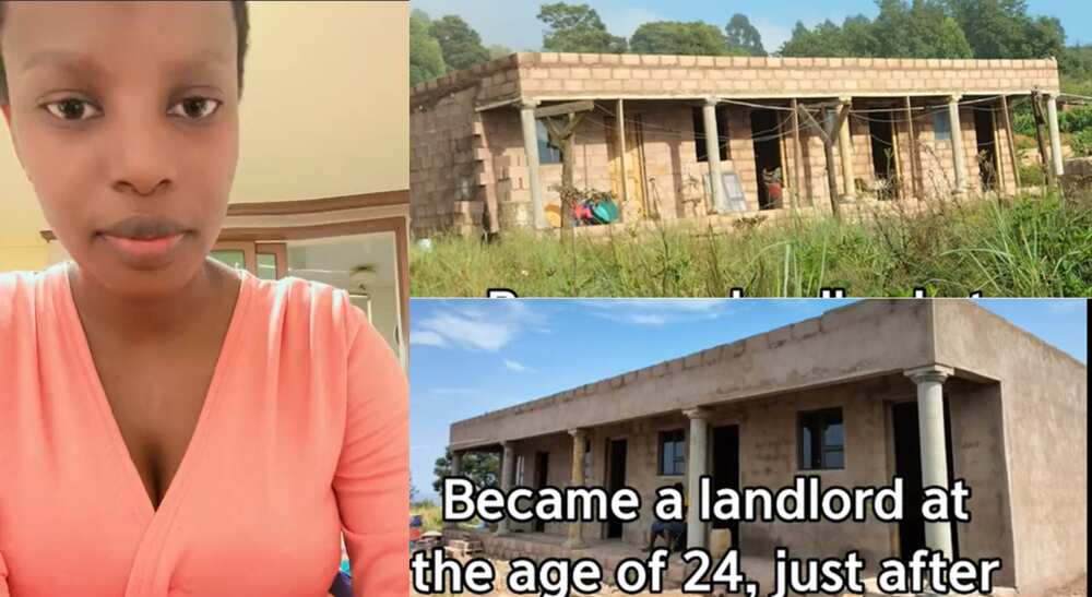 Photos of a lady who built a house after living four months abroad.