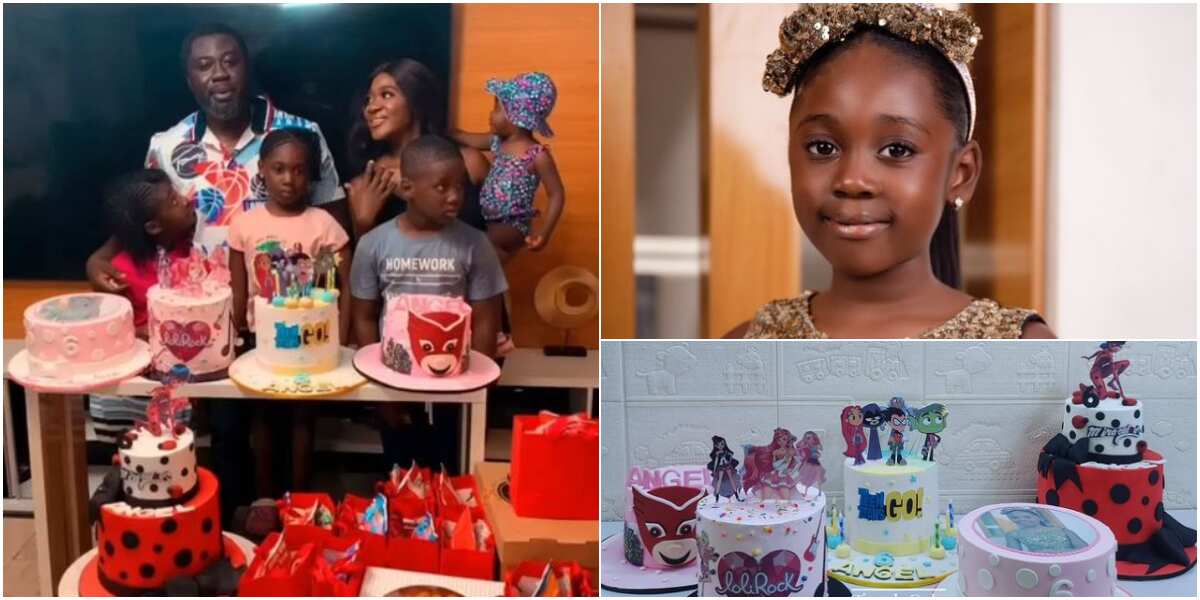 Mercy Johnson gets 5 colourful cakes for 2nd daughter Angel as she turns 6, shares cute family video