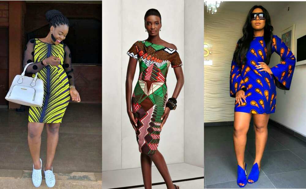 Short tight fitting Ankara dresses