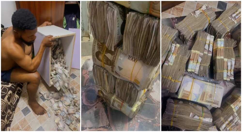 Nigerian man saves N5.5 million in his piggy bank.