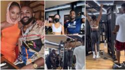 "Abeg o": Banky W, others react to video of his wife Adesua Etomi, Tobi Bakre & Deyemi Okanlawon at the gym