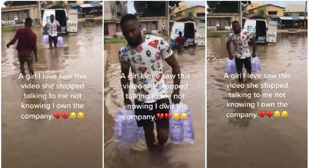 Photo of Nigerian man selling pure water.