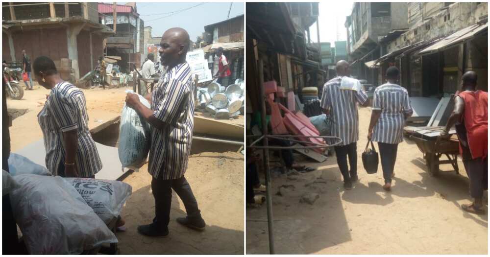 Older Nigerian couple in matching outfits, couple, Anambra