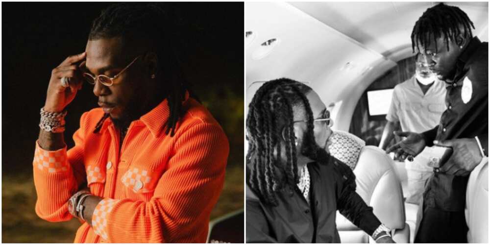 Davido did it first: Reactions as Burna Boy buys right-hand man expensive diamond chain as reward for loyalty