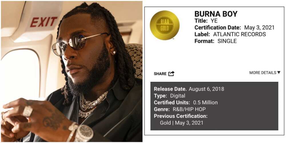 Singer Burna Boy Jubilates As 2018 Hit Song Ye Is Certified Gold in the US
