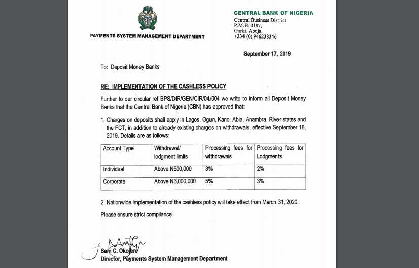 CBN za ta rika karbar kashi 2% zuwa 5% idan aka yi babban ajiya ko diba