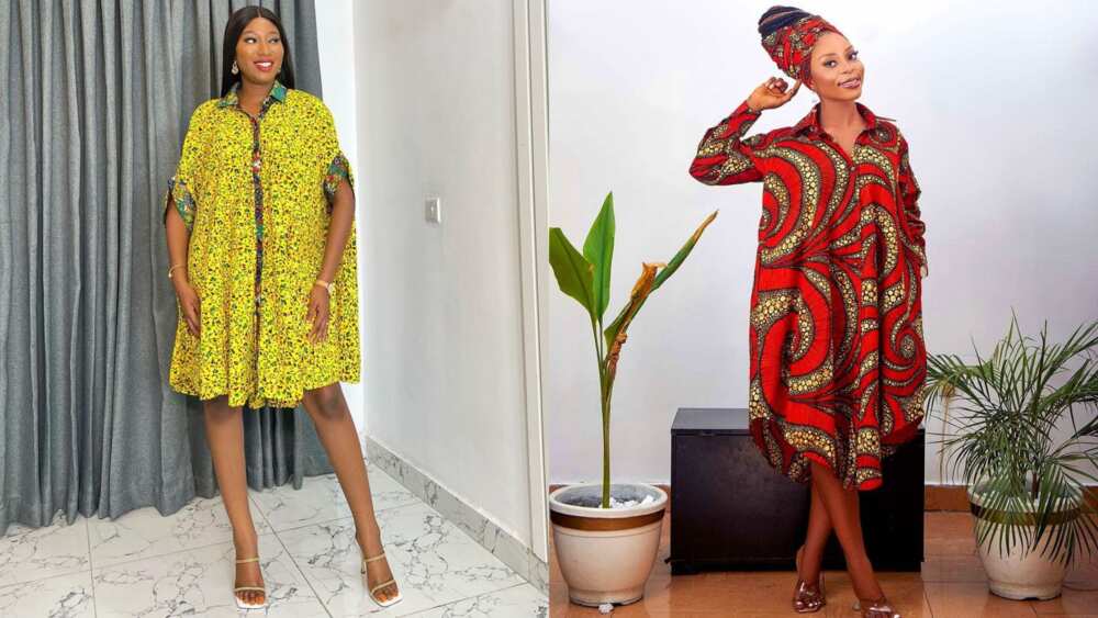 Long Ankara shirt dresses