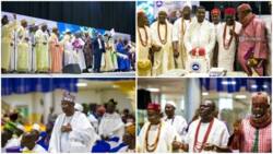 Burst of colours as Ooni of Ife, top traditional leaders storm Pastor Adeboye's RCCG convention, photos emerge