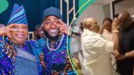 Davido's uncle Ademola Adeleke turns pastor, prays for Dele Momodu, wife, lays hands on their heads