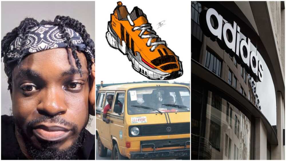 Luck smiles on Nigerian man who drew shoe and painted it in danfo colour, Adidas wants to meet him