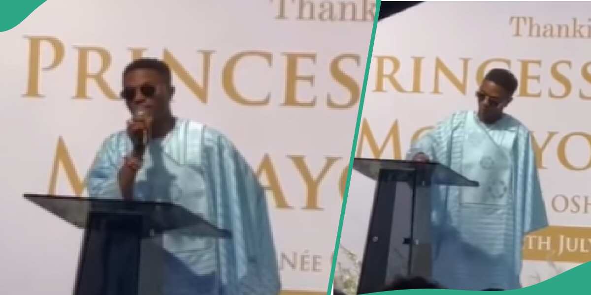 See emotional video as Wizkid gives speech about late mother at her wake service: 