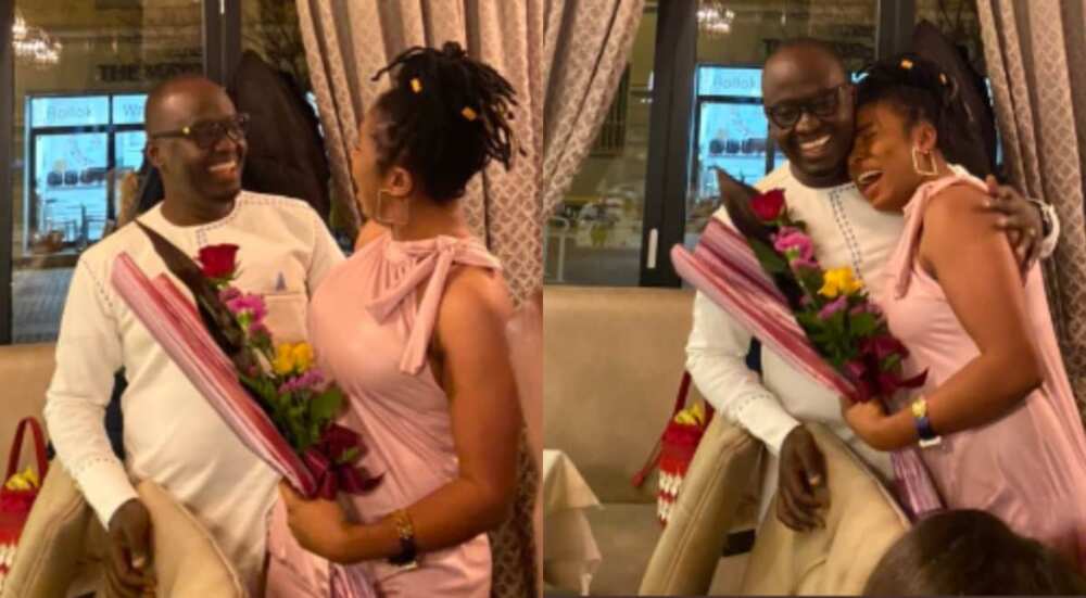 The picture shows the joyful moment the couple met. Photo source: Twitter