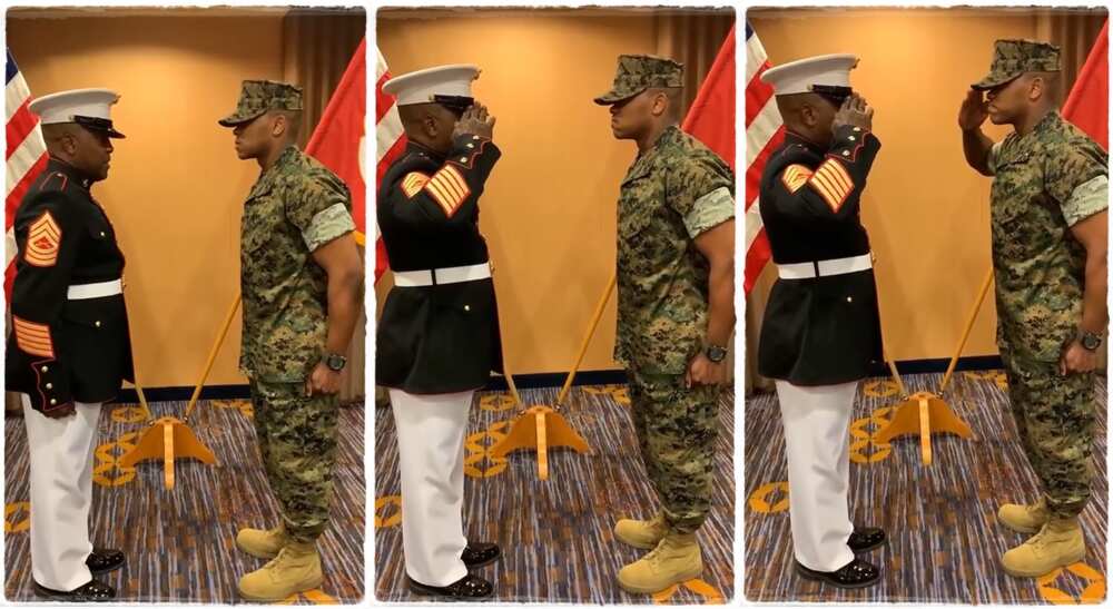 Man who is a soldier happy as his son joins the military.