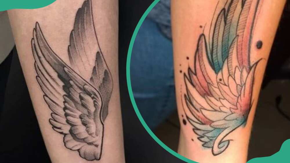 Angel wing feather tattoos