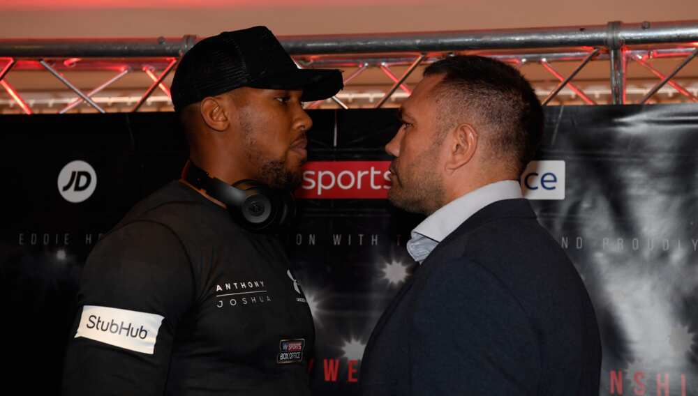 Anthony Joshua and Kubrat Pulev in action