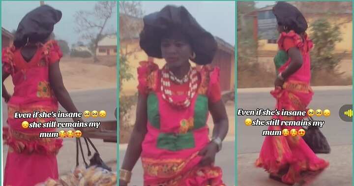 Watch sad video as lady captures her mentally challenged mother on the road