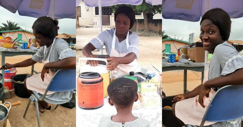 Rebecca Adu Konadu, a graduate from University of Education becomes a 'koko' seller after being unemployed for years