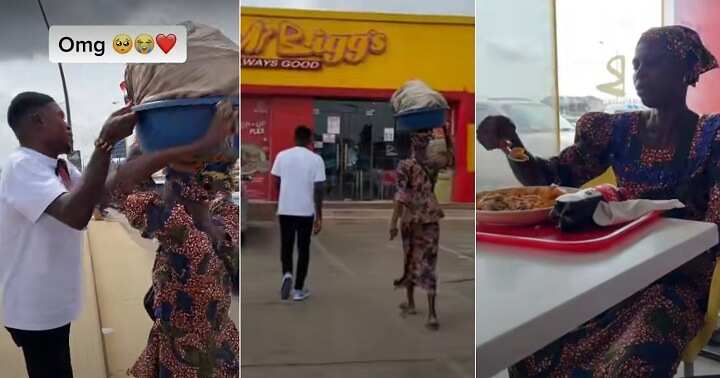 Man buys food for roadside hawker