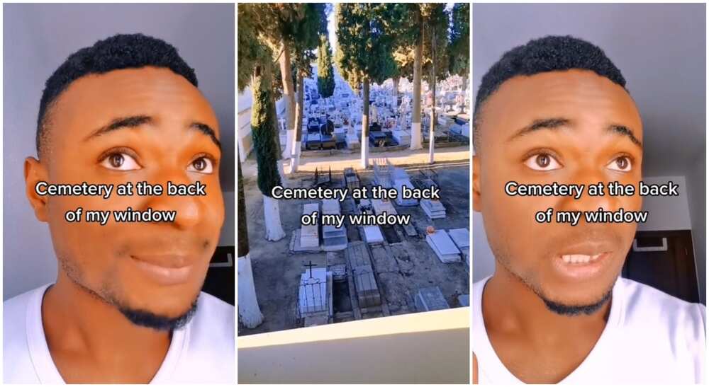 Photo of Nigerian man who lives close to a cemetery abroad.