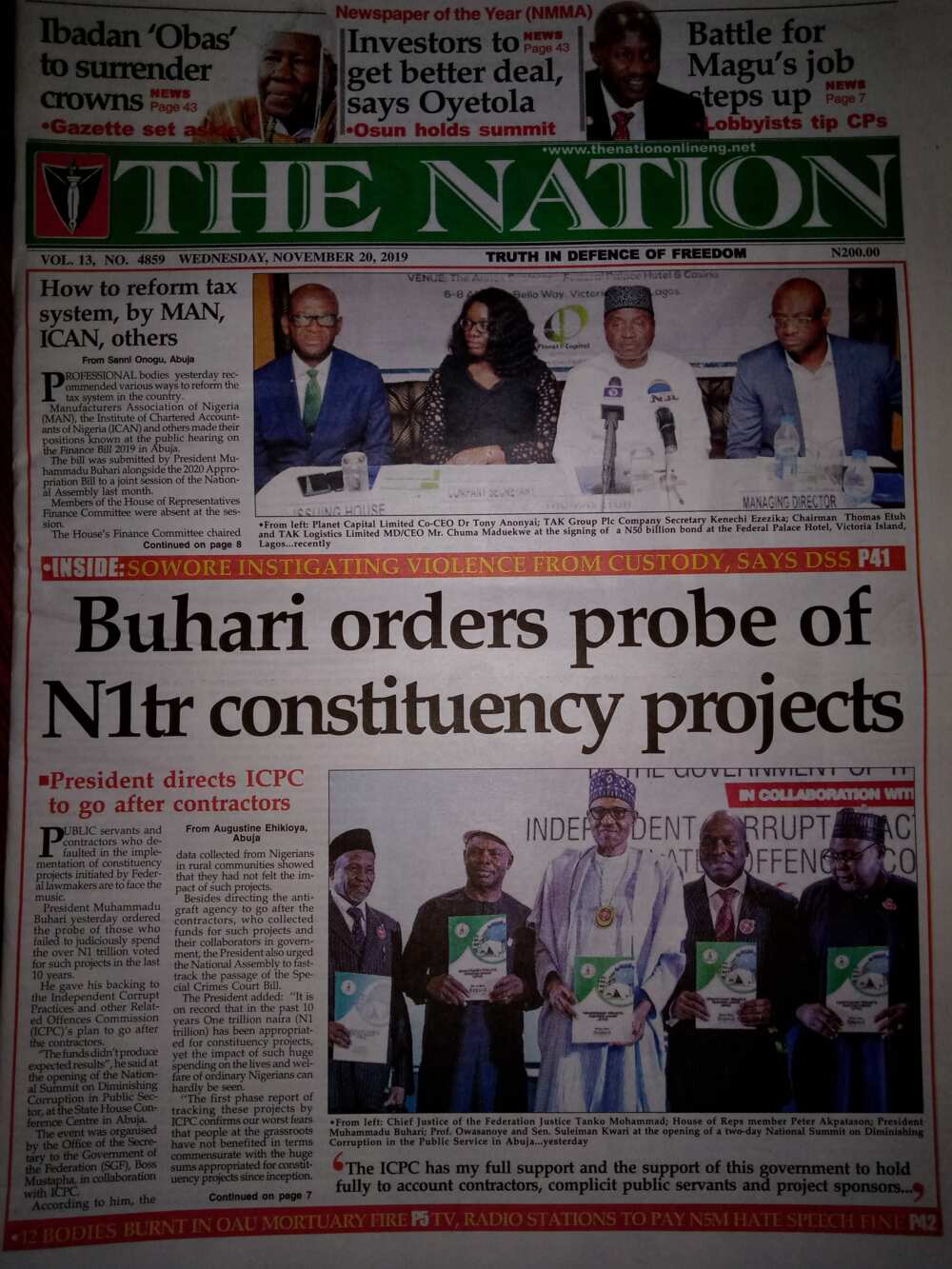 The Nation newspaper review of November 20