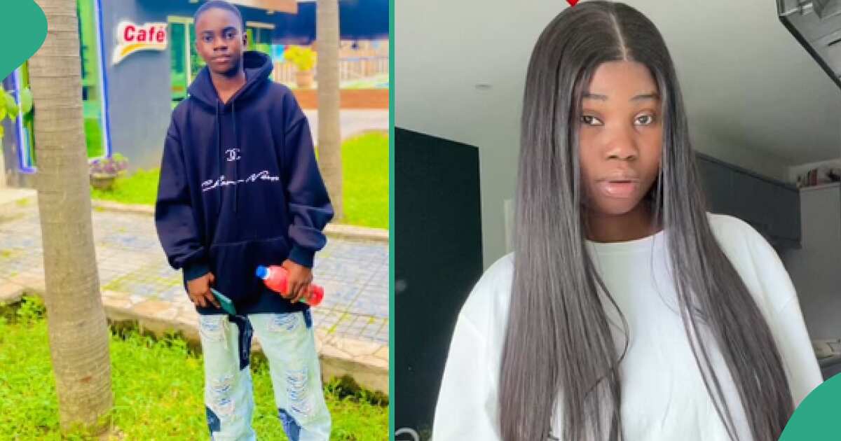 Lady who left her younger brother behind in Nigeria marvelled by his growth, shares video