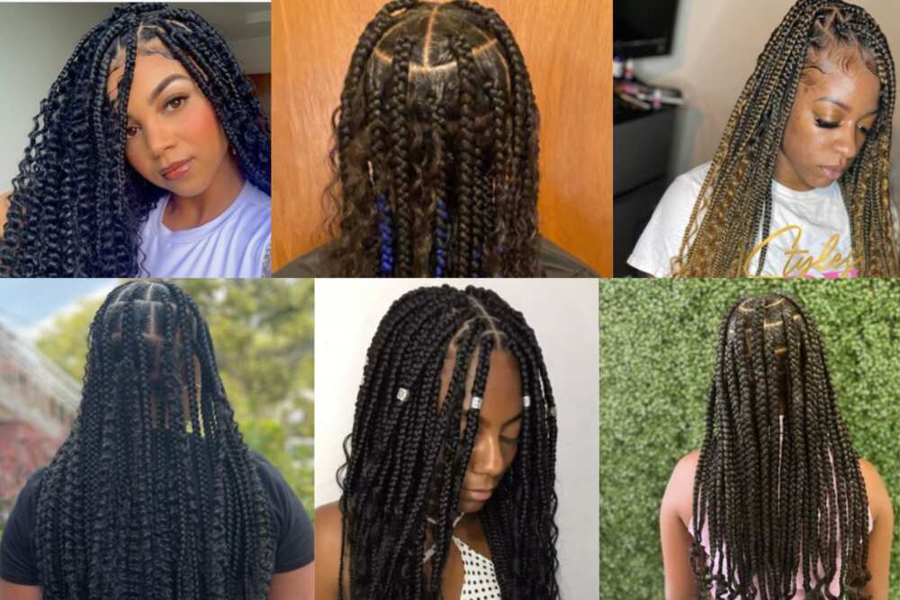 box braids with rubber bands