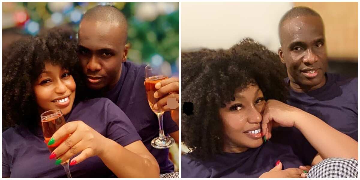 Reactions as actress Rita Dominic shares Christmas photos with new man