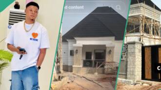 Solar security lamp: Man builds house with stone-coated roof, uses automatic gate