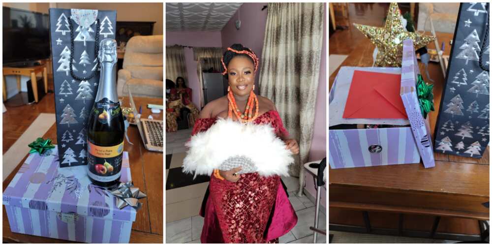 Lady knocks Nigerian churches as she shows off the gifts her church abroad gave her despite never paying offering