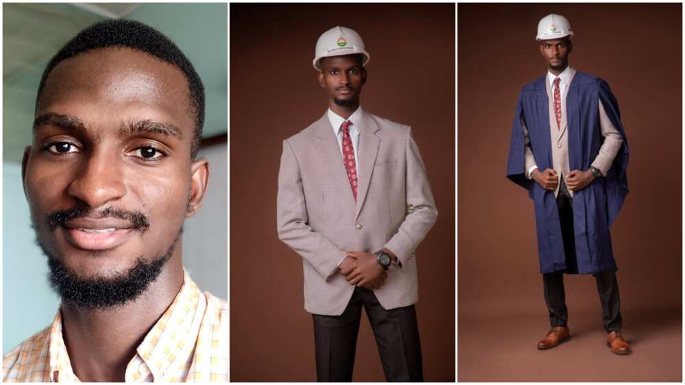 Nigerian man bags first class in engineering, shares graduation photos, sparks conversations