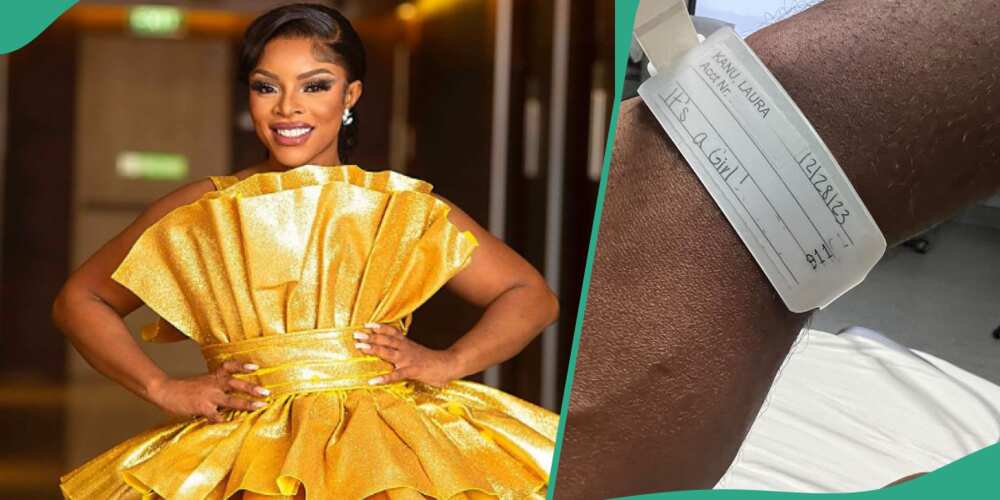 Laura Ikeji gives birth to 3rd child.