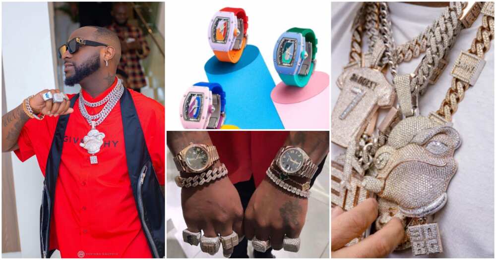 Photos of Davido and his jewellery collection