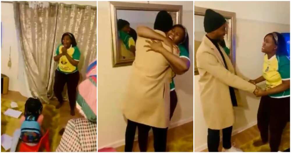 Heartwarming moment son reunites with his mother after 17 years abroad