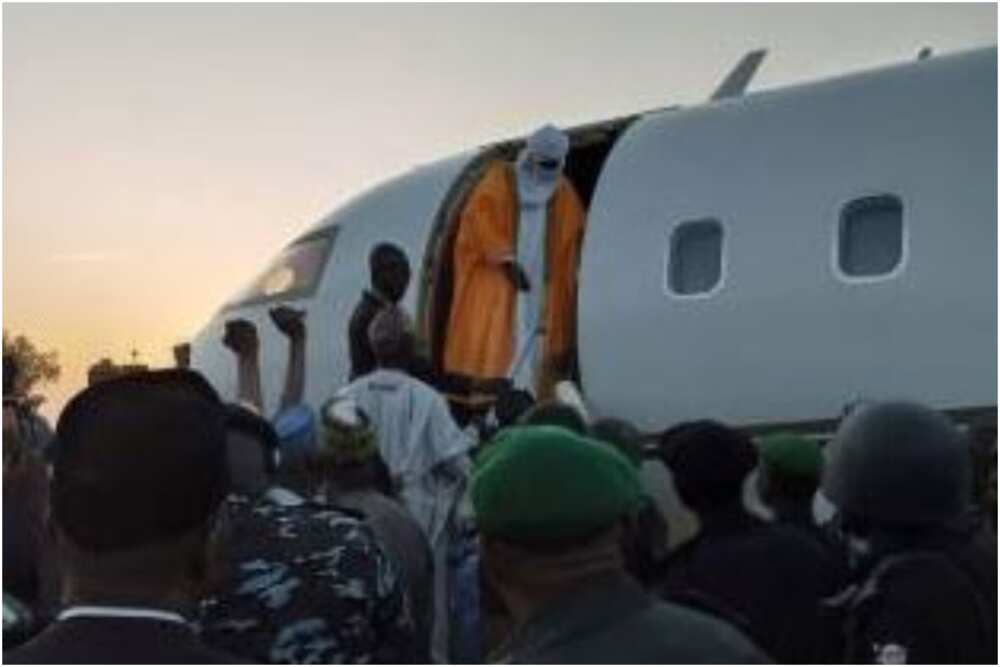 Photos reveal moment dethroned Emir Sanusi was sent on exile by Ganduje-led govt