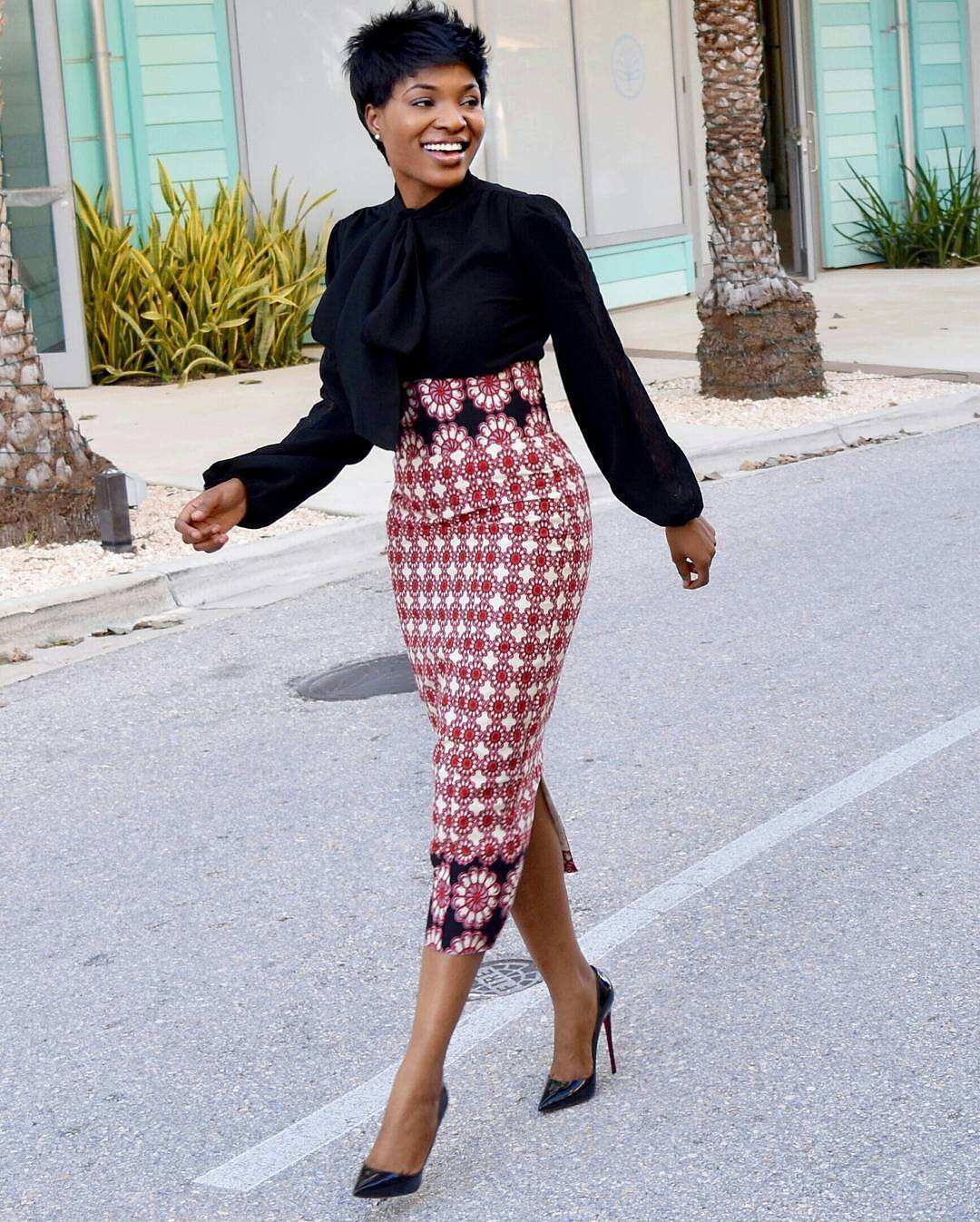 black top and ankara skirt