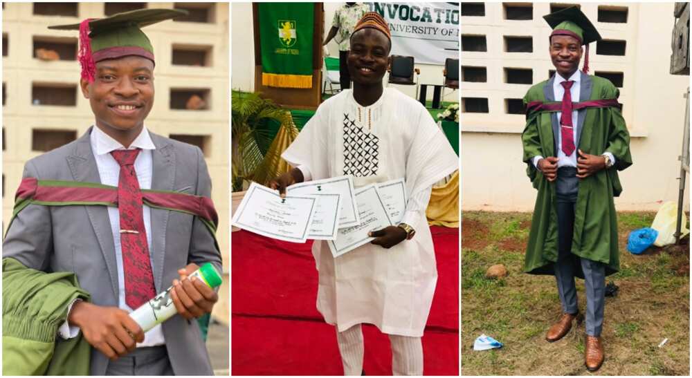 Photos of a Nigerian student during his graduation.