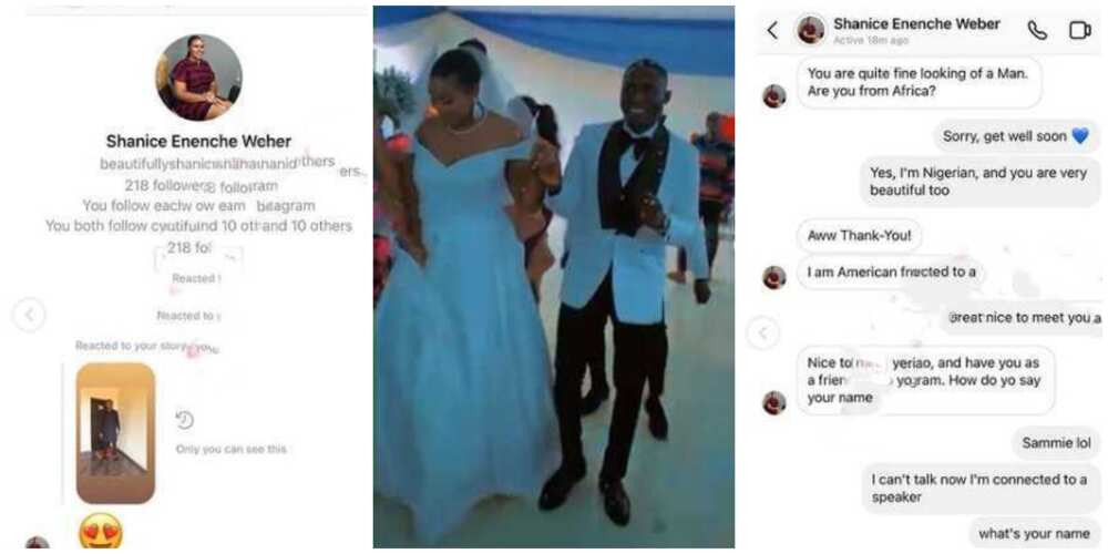 Nigerian man marries American lady he met on Instagram, screenshots of their chat showed she DMed him first