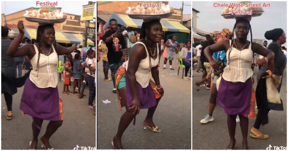 Buga, lady dances to Buga on street, hawker dances to Buga, Buga dance video, funny Buga dance video