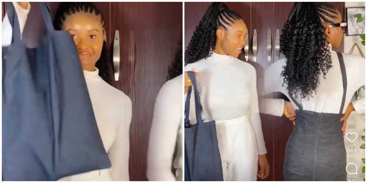 Mixed Reactions as Fashionista Transforms Tote Bag into Skirt in Trending New Video