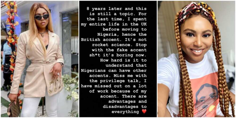 Media personality Stephanie Coker says her British accent is because she spent her entire life in the UK