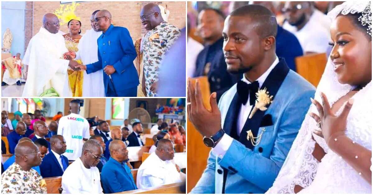 Photos trend online as Wike and top PDP governors attends Justice Nweze's daughter's wedding in Enugu