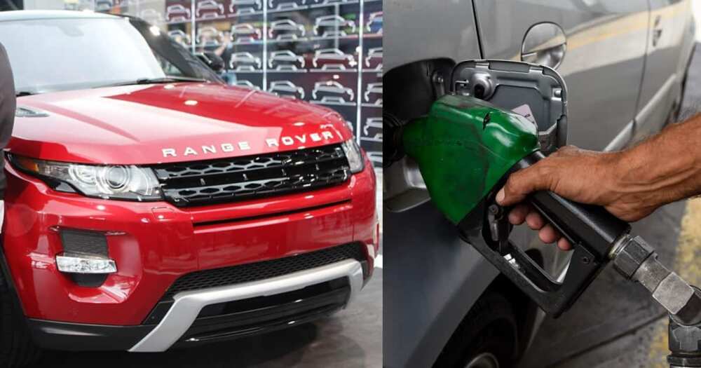 A Range Rover Driver gets many reacting after buying 50 cedis fuel