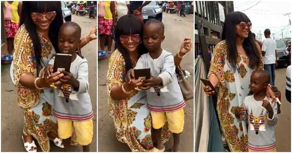Mercy Aigbe indulges young fan who wanted a photo with her (video)